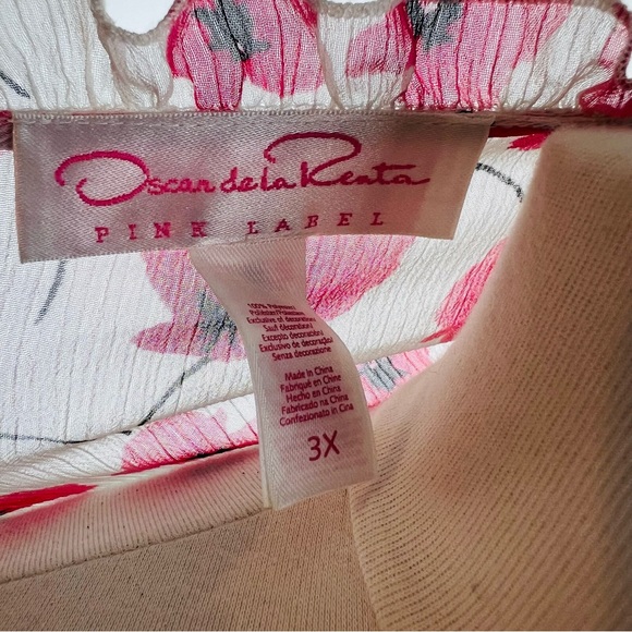 Oscar De La Renta Floral Sheer Ruffle Pretty Poppies 3X Pink Label Robe - Picture 10 of 11